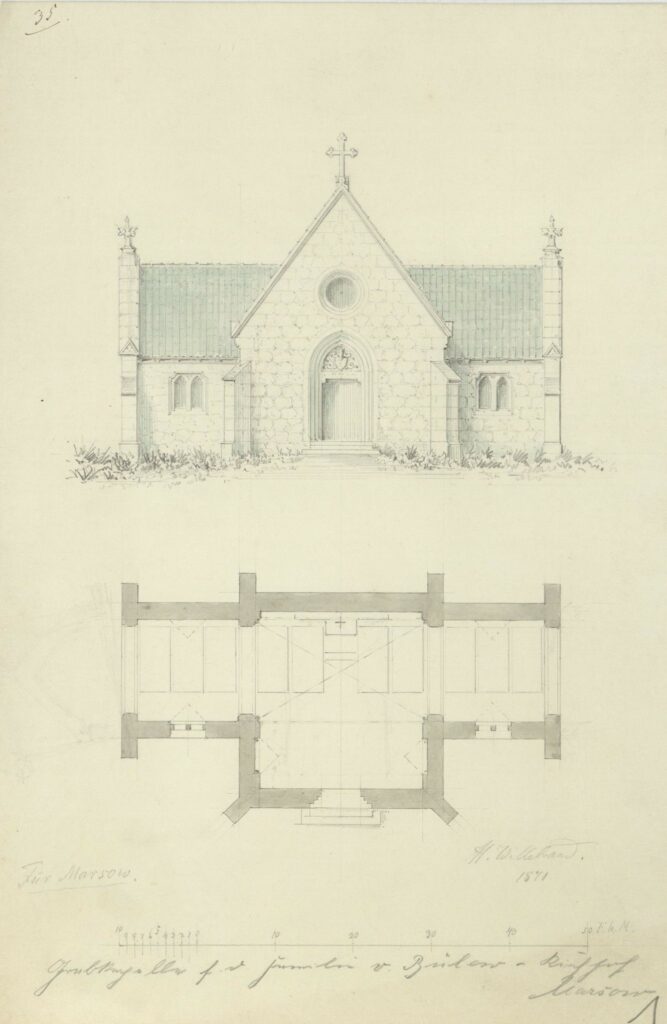 Willebrand, H. “Marsow, Grabkapelle Für Die Familie Von Bülow: A. Ansicht, B. Grundriß.” N.p. 1871, Print.